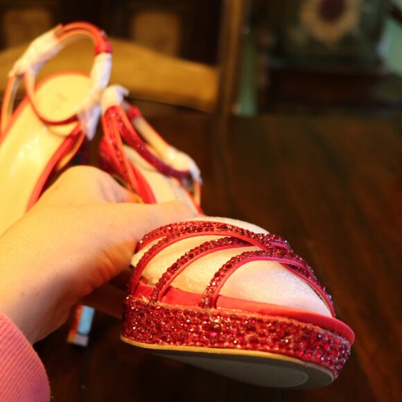 FINAL OFFER! - NWT Betsey Johnson Red Sparkle Blue Heels - 10 - Picture 6 of 15